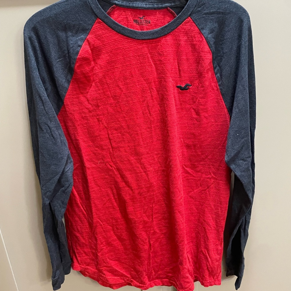 Men's Red and Gray Long Sleeve Shirt
